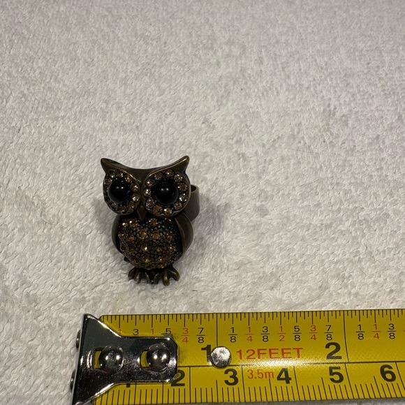 Sparkling Owl Statement Ring - Adjustable Band - Picture 11 of 12